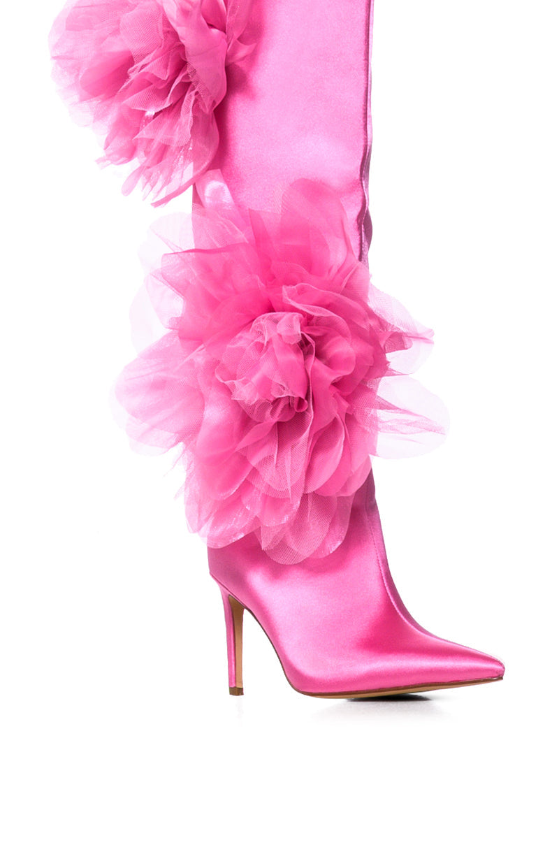 AZALEA WANG BLOSSOMED PINK FLOWER DETAIL BOOT