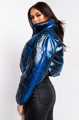 AZALEA WANG BLUE PARK SNAKE PUFFER JACKET