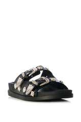 AZALEA WANG BOCA RATON BLACK HARDWARE EMBELLISHED SANDAL