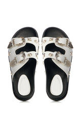 AZALEA WANG BOCA RATON WHITE HARDWARE EMBELLISHED SANDAL