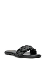 AZALEA WANG BODEGA BRAIDED FLAT SANDAL IN BLACK