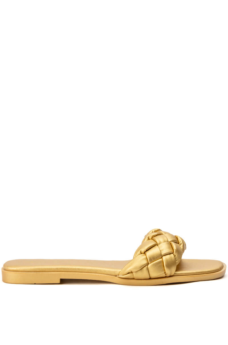 AZALEA WANG BODEGA BRAIDED FLAT SANDAL IN GOLD