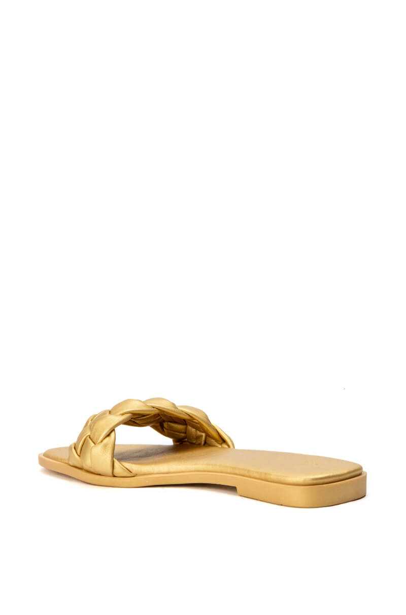 AZALEA WANG BODEGA BRAIDED FLAT SANDAL IN GOLD