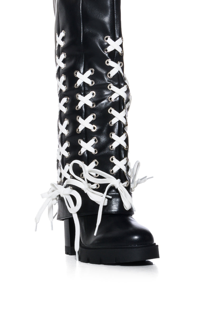 AZALEA WANG BREAKING RULES BLACK LACED UP BOOT