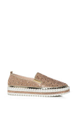 AZALEA WANG BRITTANY ROSE GOLD EMBELLISHED SNEAKER