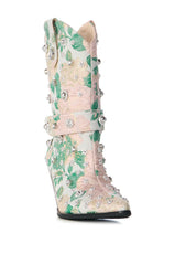 AZALEA WANG BROCADE BLUSH WESTERN BOOTIE