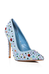 AZALEA WANG CAMELLIA EMBELLISHED PUMP IN DENIM