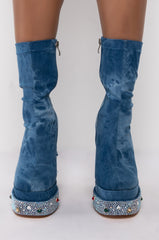 AZALEA WANG CANDY SHOP CHUNKY BOOTIE IN DENIM