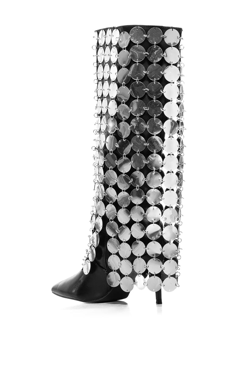 AZALEA WANG CARMMELITA SILVER METAL DISC BOOT