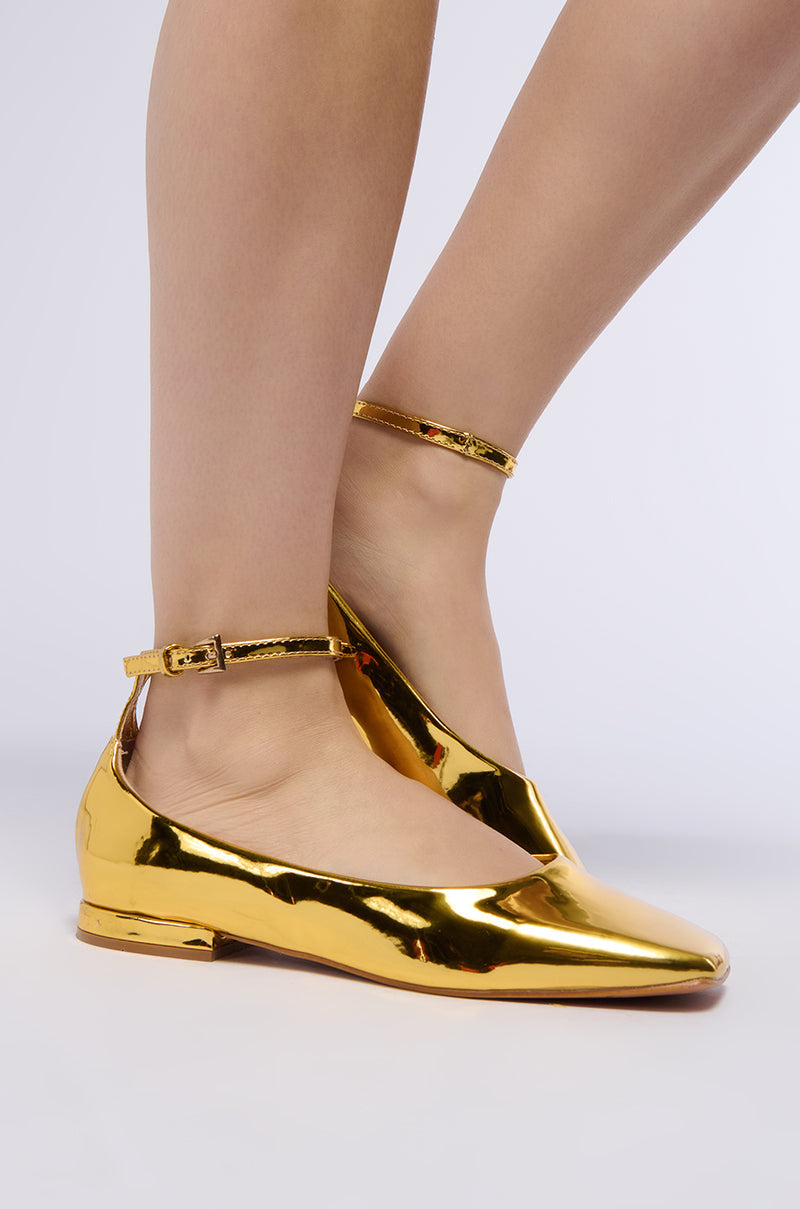 AZALEA WANG CASTIEL GOLD METALLIC BALLET FLAT