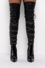 AZALEA WANG CENTER OF ATTENTION STILETTO BOOT IN BLACK