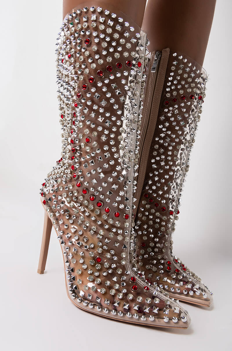 AZALEA WANG CENTER OF ATTENTION STILETTO BOOTIE IN NUDE