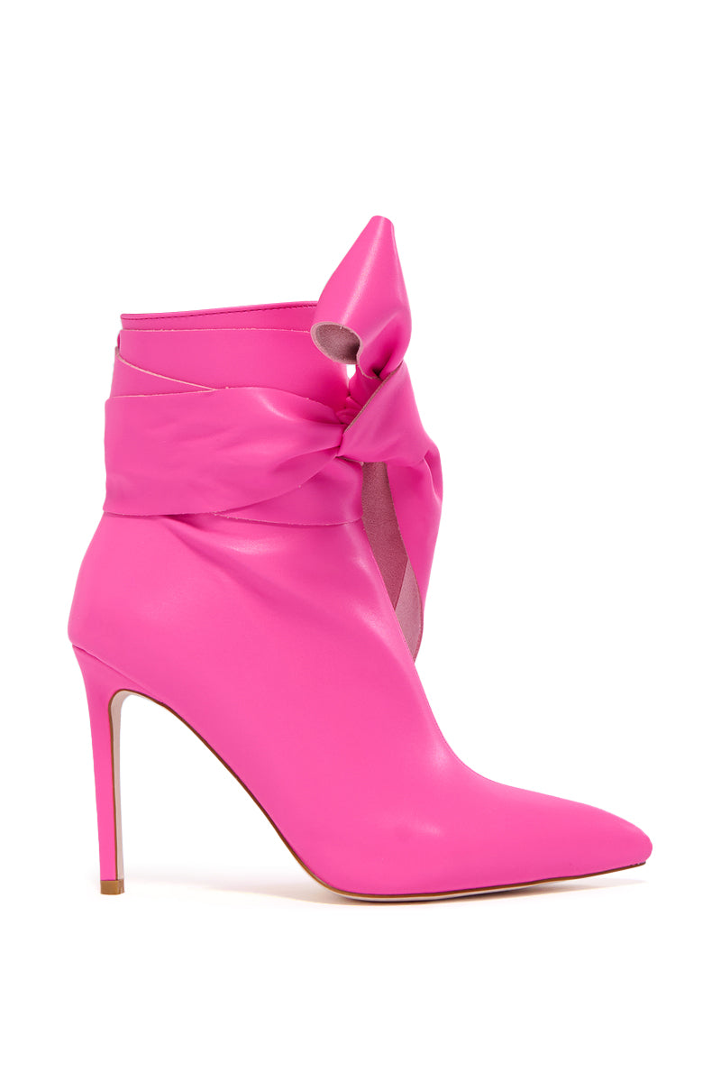 AZALEA WANG CHAUD PINK TIE STILETTO BOOTIE