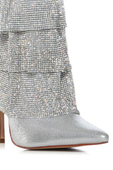 AZALEA WANG CHILTON SILVER CHAIN MAIL DRAPE BOOTIE