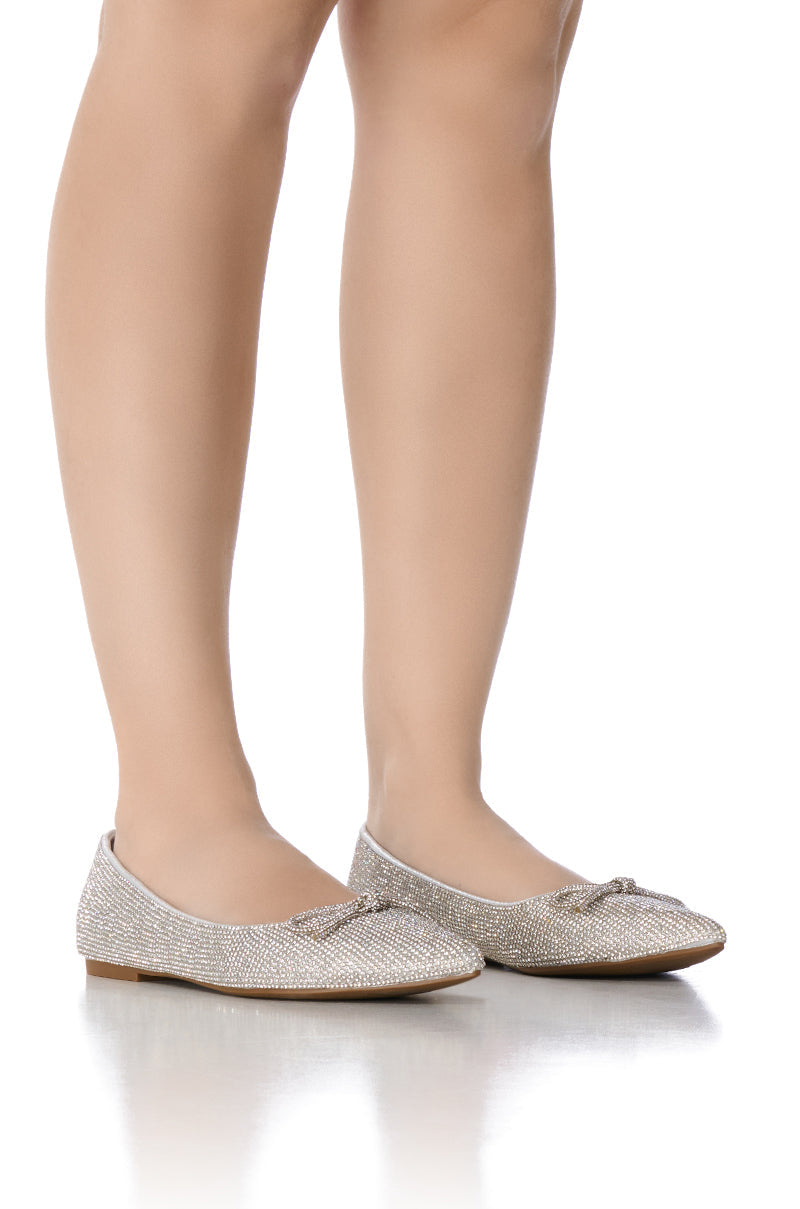 AZALEA WANG CITY LIGHTS RHINESTONE BALLET FLATS IN SILVER