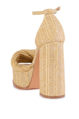 AZALEA WANG CLARY BEIGE RAFFIA PLATFORM SANDAL