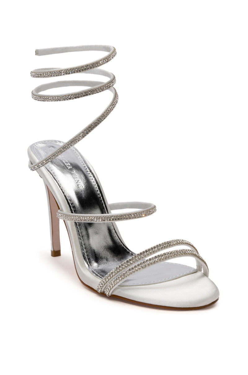 AZALEA WANG CLAYSHA EMBELLISHED STILETTO SANDAL PUMP IN WHITE