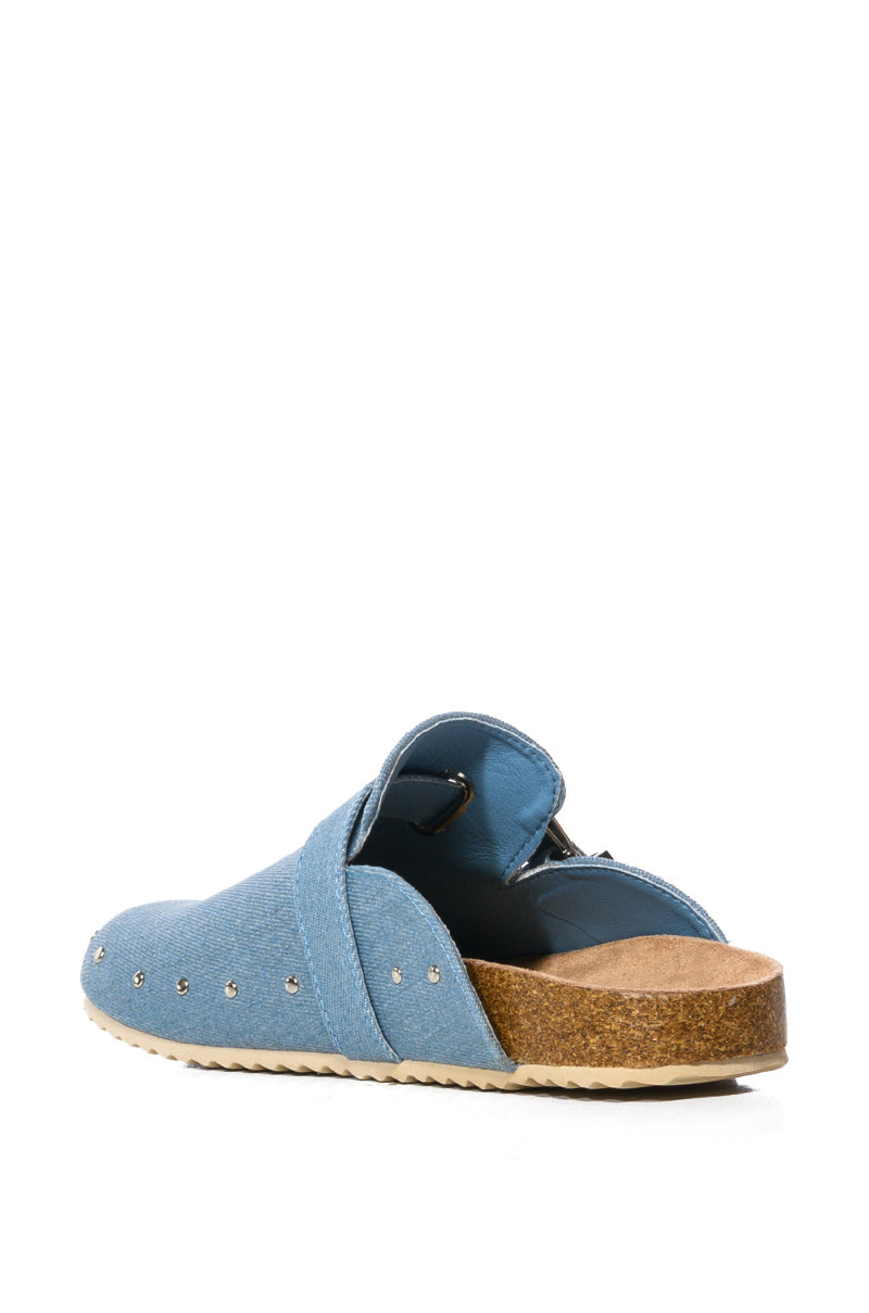 AZALEA WANG MOHSIN DENIM FLAT CLOG