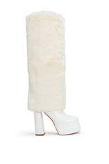 AZALEA WANG COCO FUR FOLD OVER BOOT IN WHITE