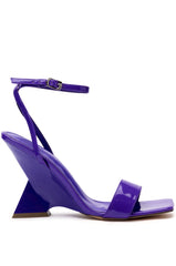 AZALEA WANG COIN PATENT CHUNKY SANDAL IN PURPLE