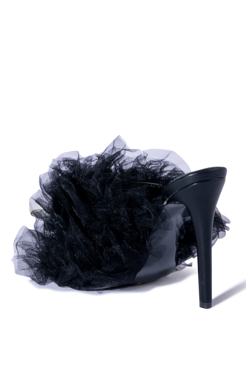 AZALEA WANG STILETTO TULLE SANDAL IN BLACK