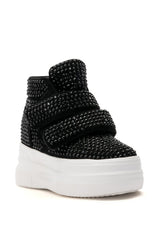 AZALEA WANG CYBER EMBELLISHED PLATFORM SNEAKER IN BLACK