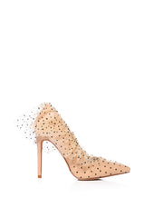 AZALEA WANG DISCREET TULLE POLKA DOT PUMP IN NUDE