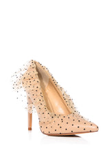 AZALEA WANG DISCREET TULLE POLKA DOT PUMP IN NUDE