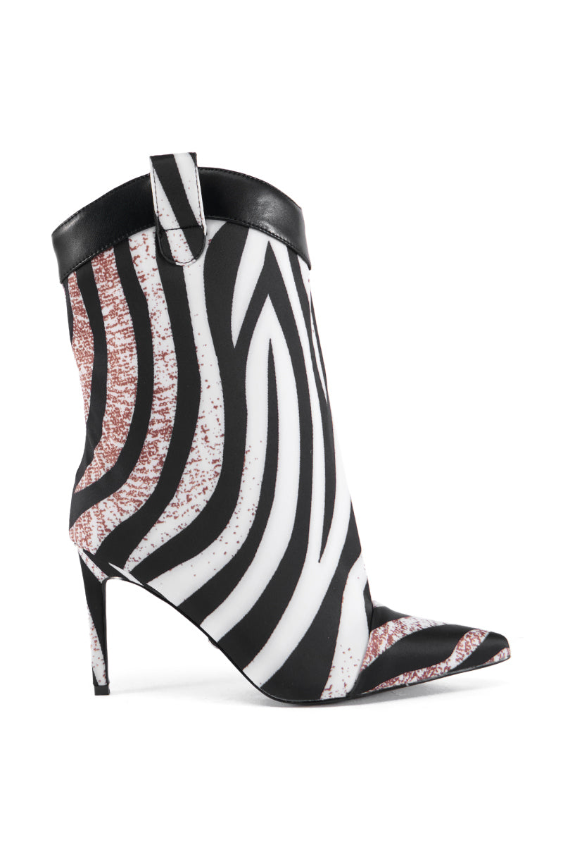 AZALEA WANG DOODLE MULTI WESTERN TOPLINE ZEBRA BOOT
