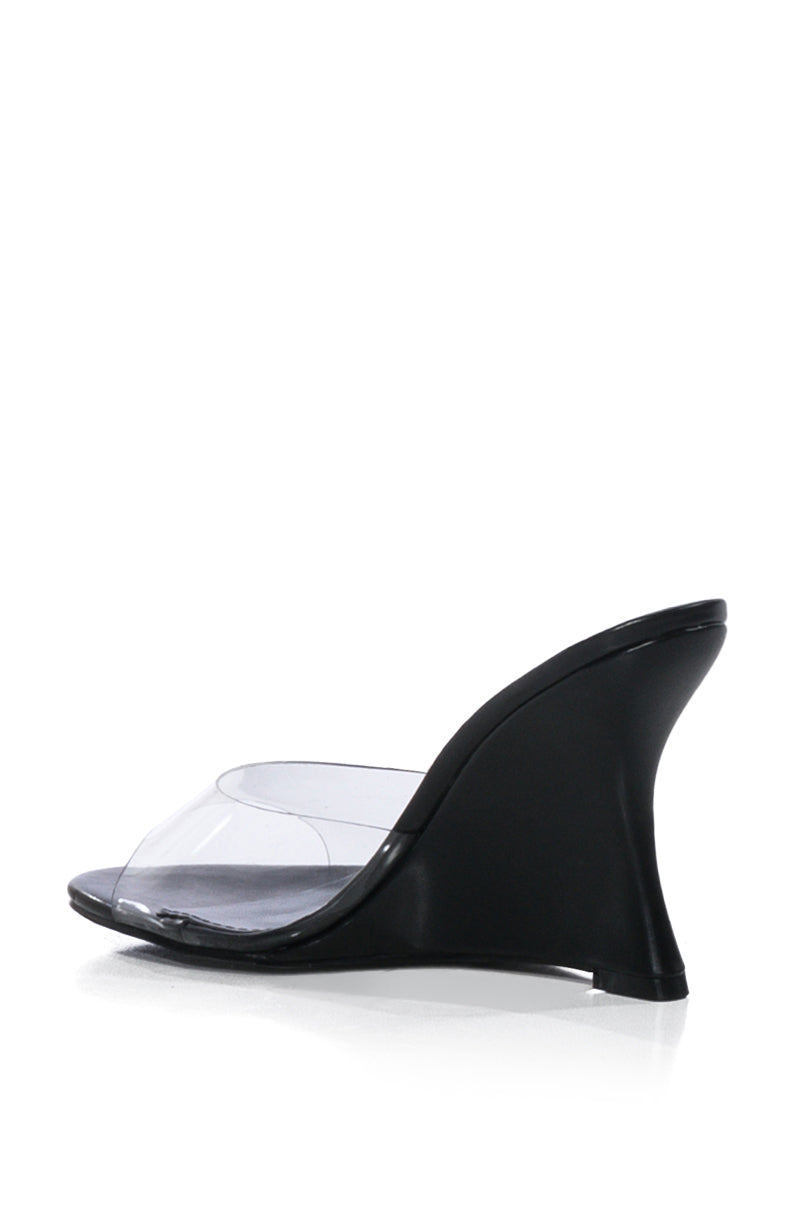 AZALEA WANG CAISYN WEDGE PVC SANDAL IN BLACK