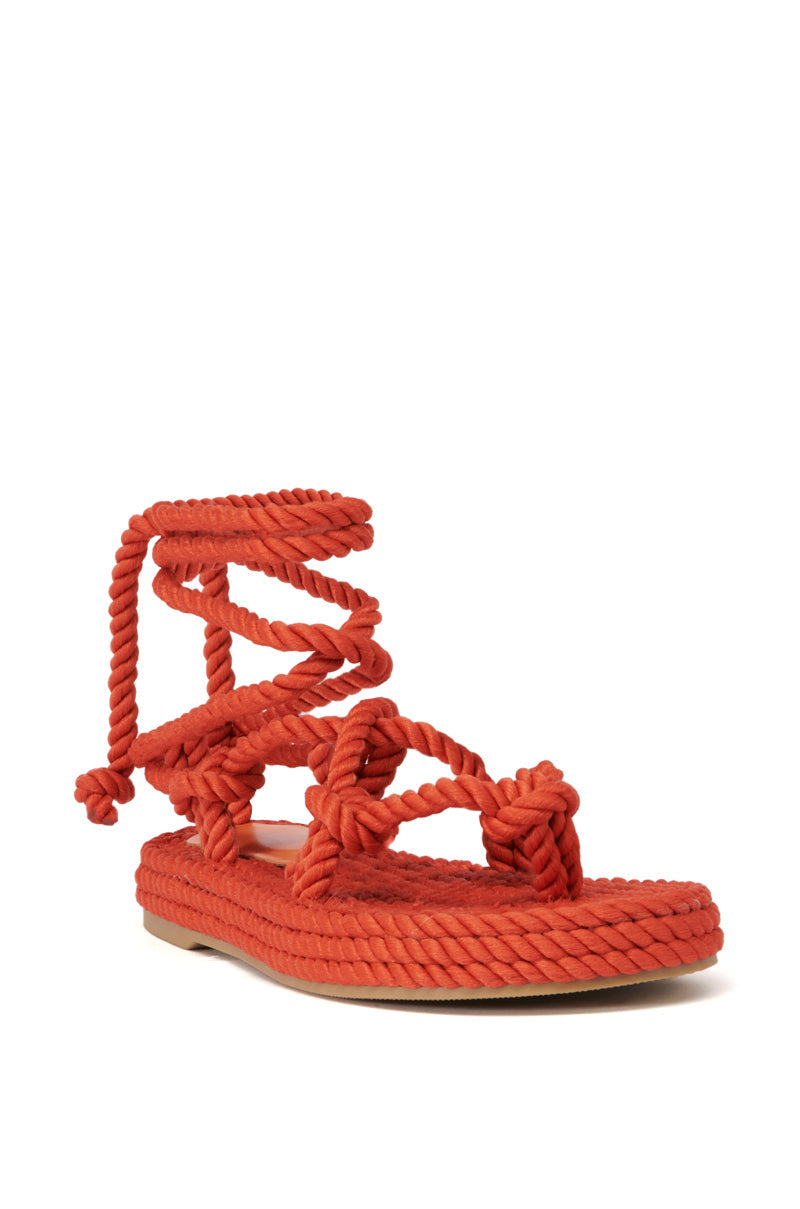 AZALEA WANG EVETTE ORANGE WOVEN SANDAL