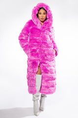 AZALEA WANG FAUX FUR PANEL HOODED TRENCH