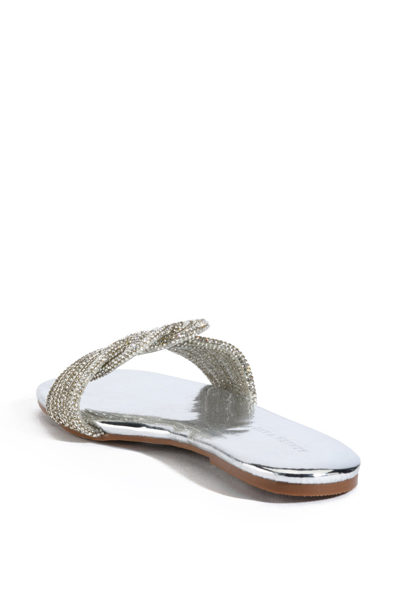 AZALEA WANG ALTHEA EMBELLISHED FLAT IN SILVER