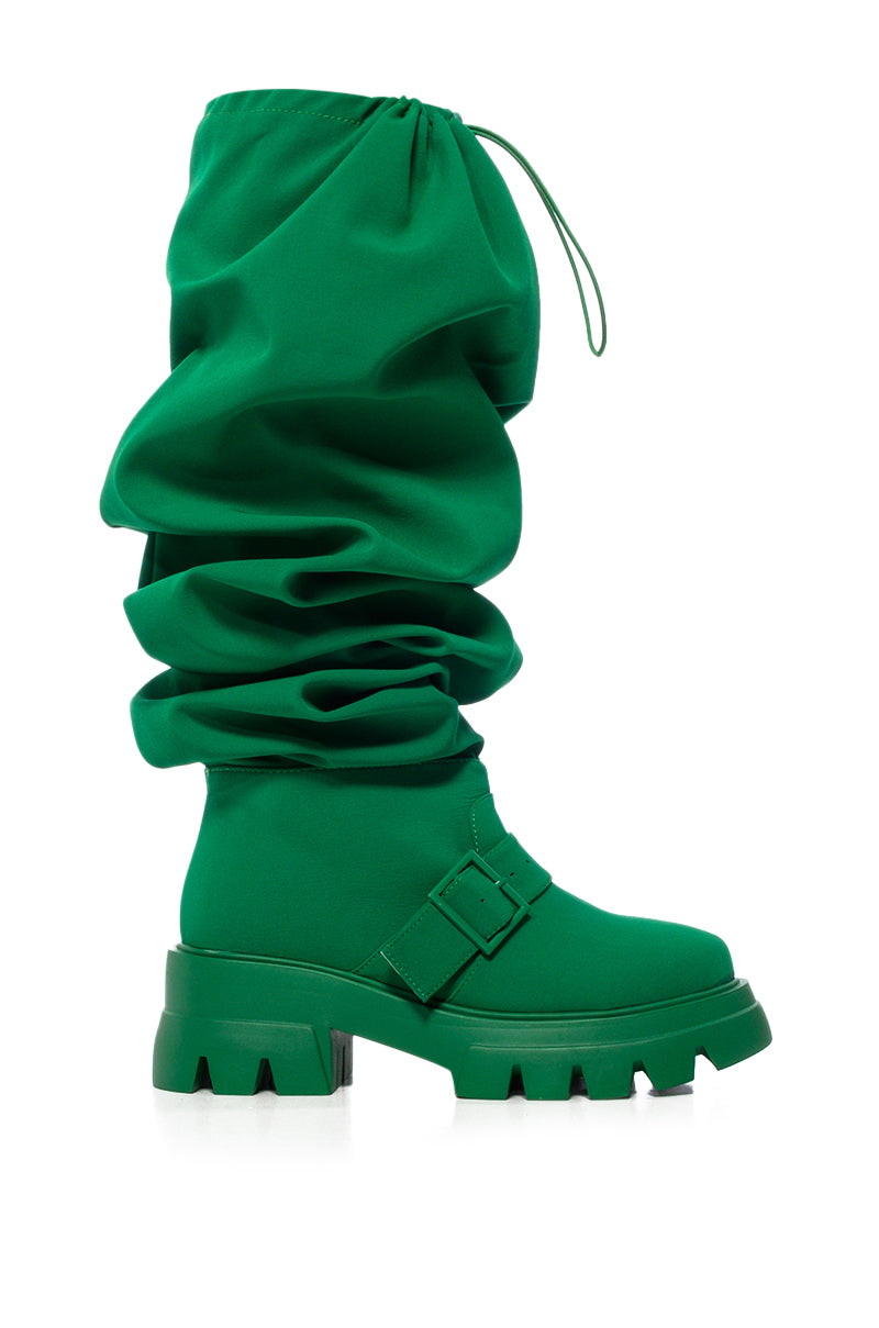 AZALEA WANG FRAPPE GREEN OVER THE KNEE BOOT