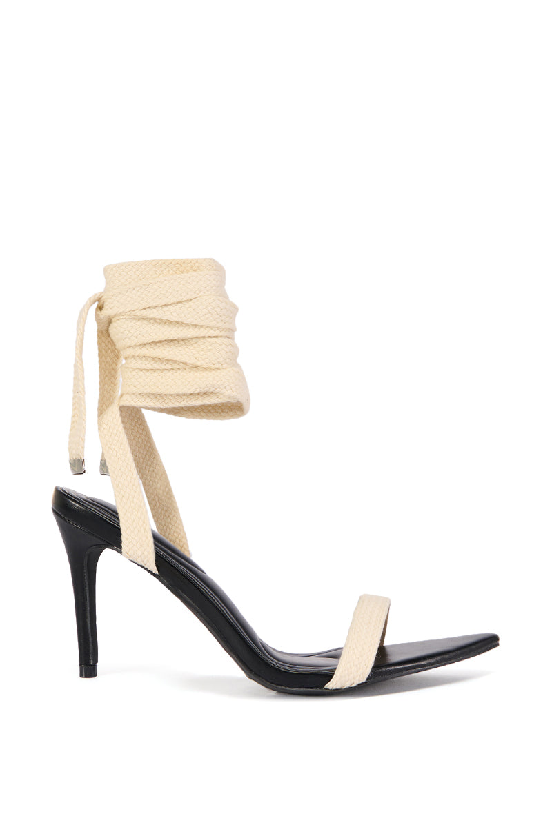 AZALEA WANG HASINA BLACK TIE UP DETAIL SANDAL