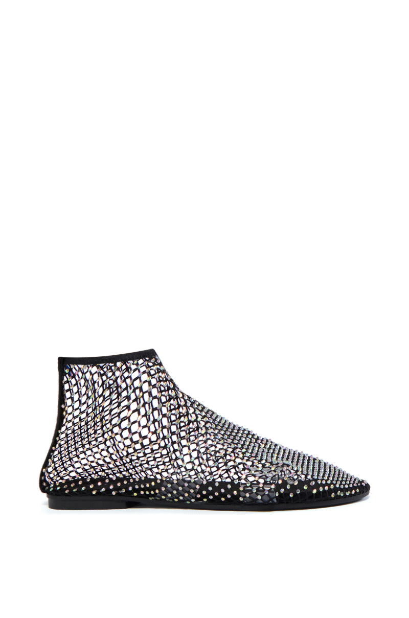 AZALEA WANG HELOISE MESH RHINESTONE FLAT IN BLACK