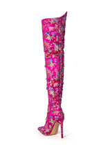 AZALEA WANG CORINNE EMBELLISHED ABOVE THE KNEE BOOT IN PINK