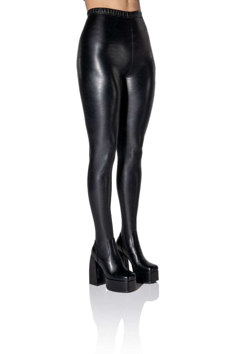 AZALEA WANG STAR STRETCH CHUNKY PANT BOOT IN BLACK PU