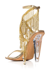 AZALEA WANG CHARMAINE GOLD DIAMOND DRAPE SANDAL