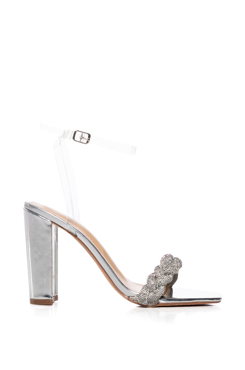 AZALEA WANG INGA SILVER CHUNKY BRAIDED SILVER UPPER SANDAL