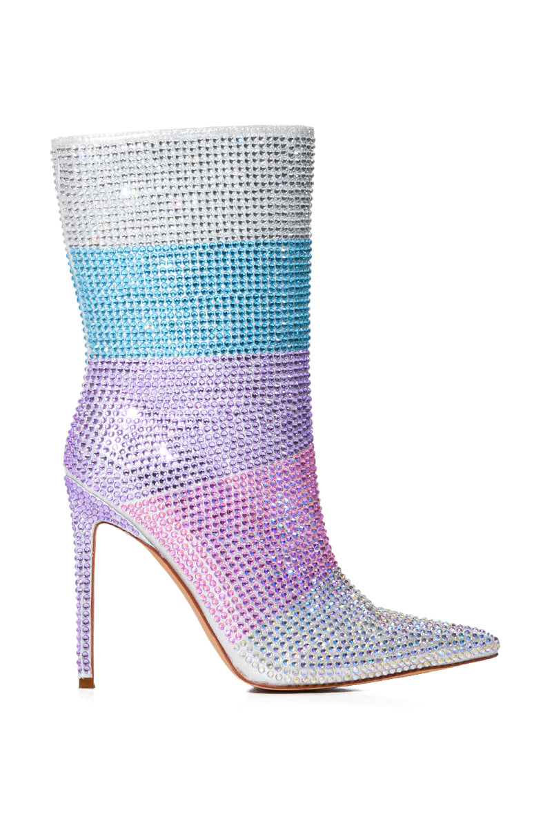 AZALEA WANG JAYLEEN MULTI RHINESTONE STRIPE BOOTIE