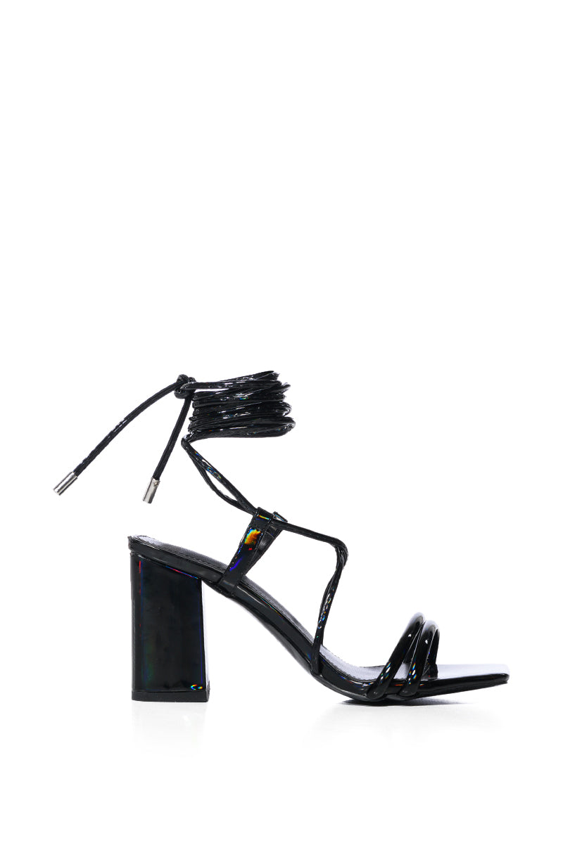 AZALEA WANG JENNING KITTEN HEEL SANDAL IN OIL SLICK