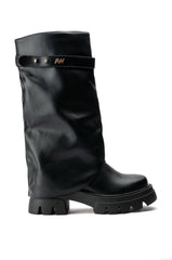 AZALEA WANG JET FOLD OVER FLATFORM BOOT IN BLACK