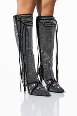 AZALEA WANG MAEVE STILETTO BOOT IN SILVER