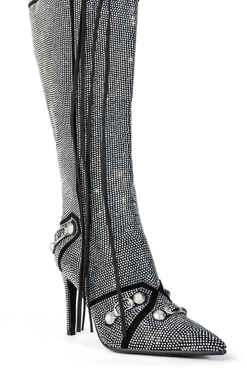 AZALEA WANG MAEVE STILETTO BOOT IN SILVER