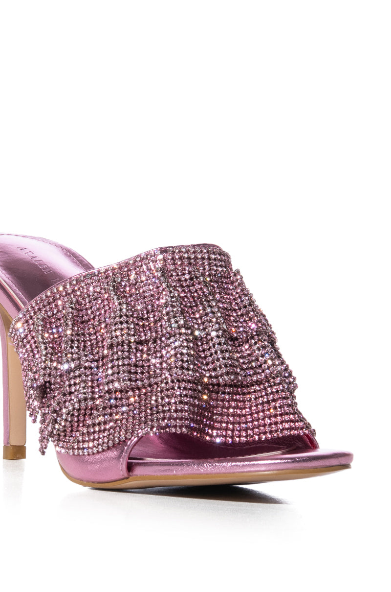 AZALEA WANG LAUDED RHINESTONE STILETTO SANDAL IN PINK