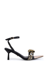 AZALEA WANG LETHE BLACK GEM EMBELLISHED SANDAL