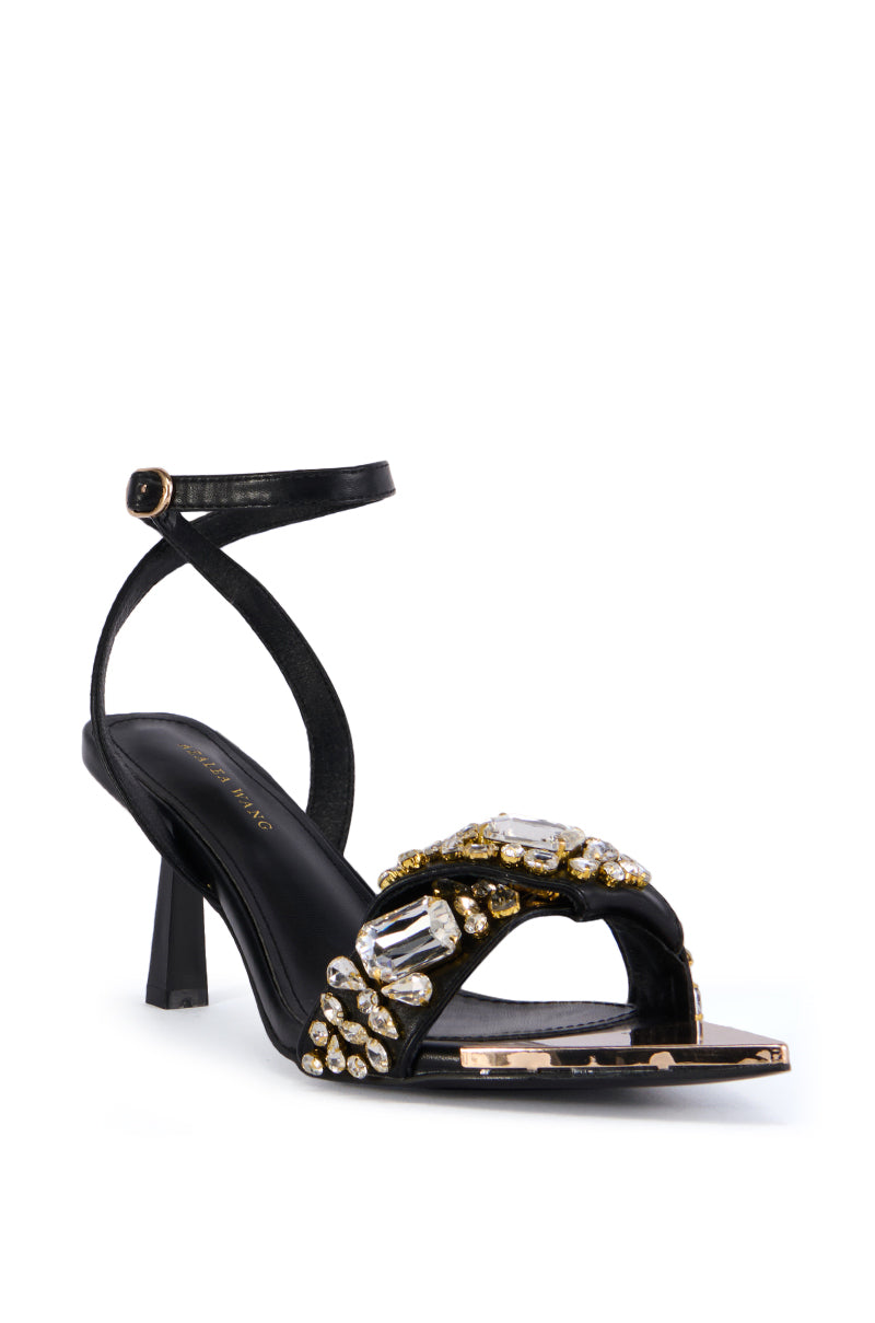 AZALEA WANG LETHE BLACK GEM EMBELLISHED SANDAL