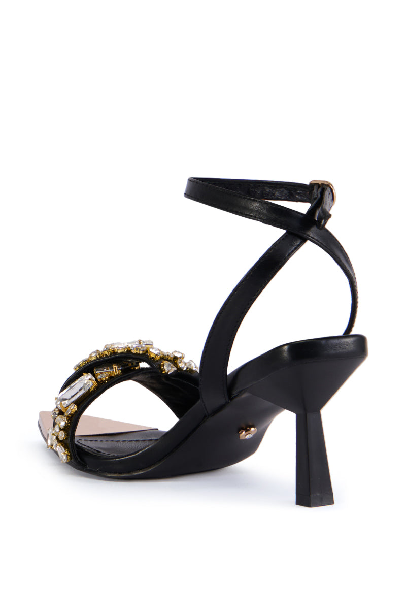 AZALEA WANG LETHE BLACK GEM EMBELLISHED SANDAL