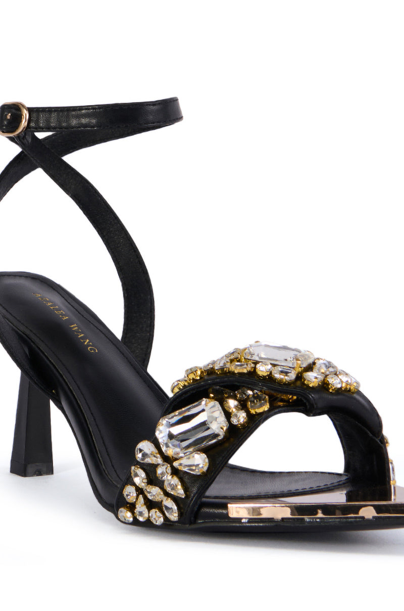 AZALEA WANG LETHE BLACK GEM EMBELLISHED SANDAL